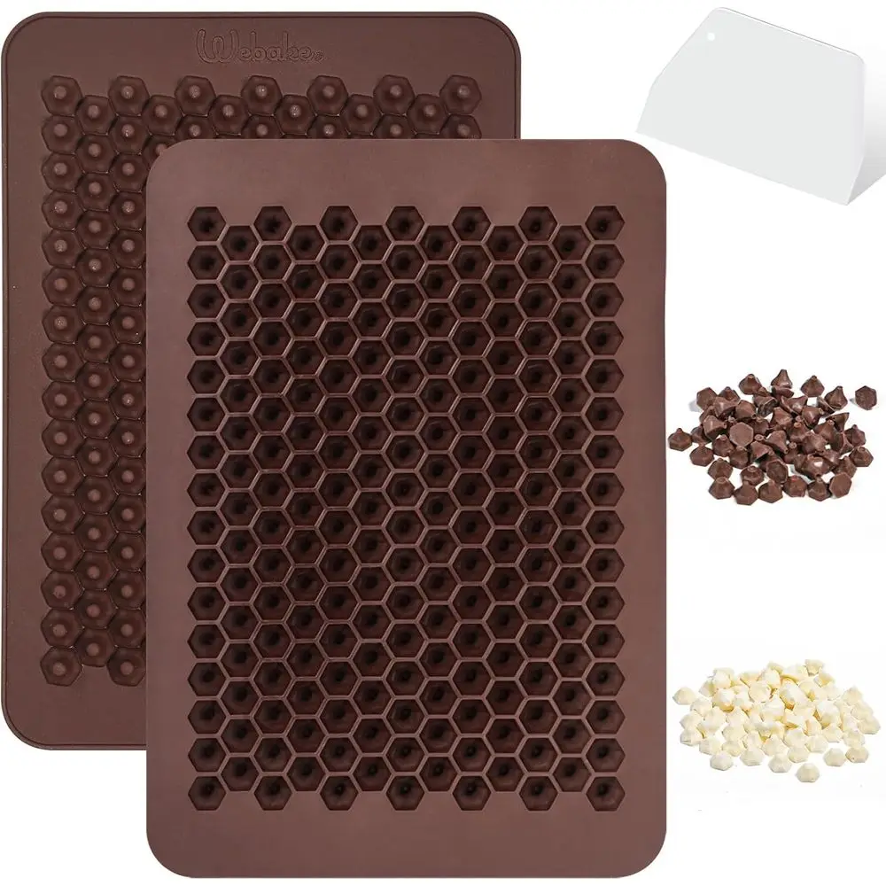 Moldes de Silicona para Dulces Pequeños, Paquete de 2, para Chispas de Chocolate Sin Lácteos ni Azúcar, Decoraciones para Mini Pasteles, Incluye 1 Espátula