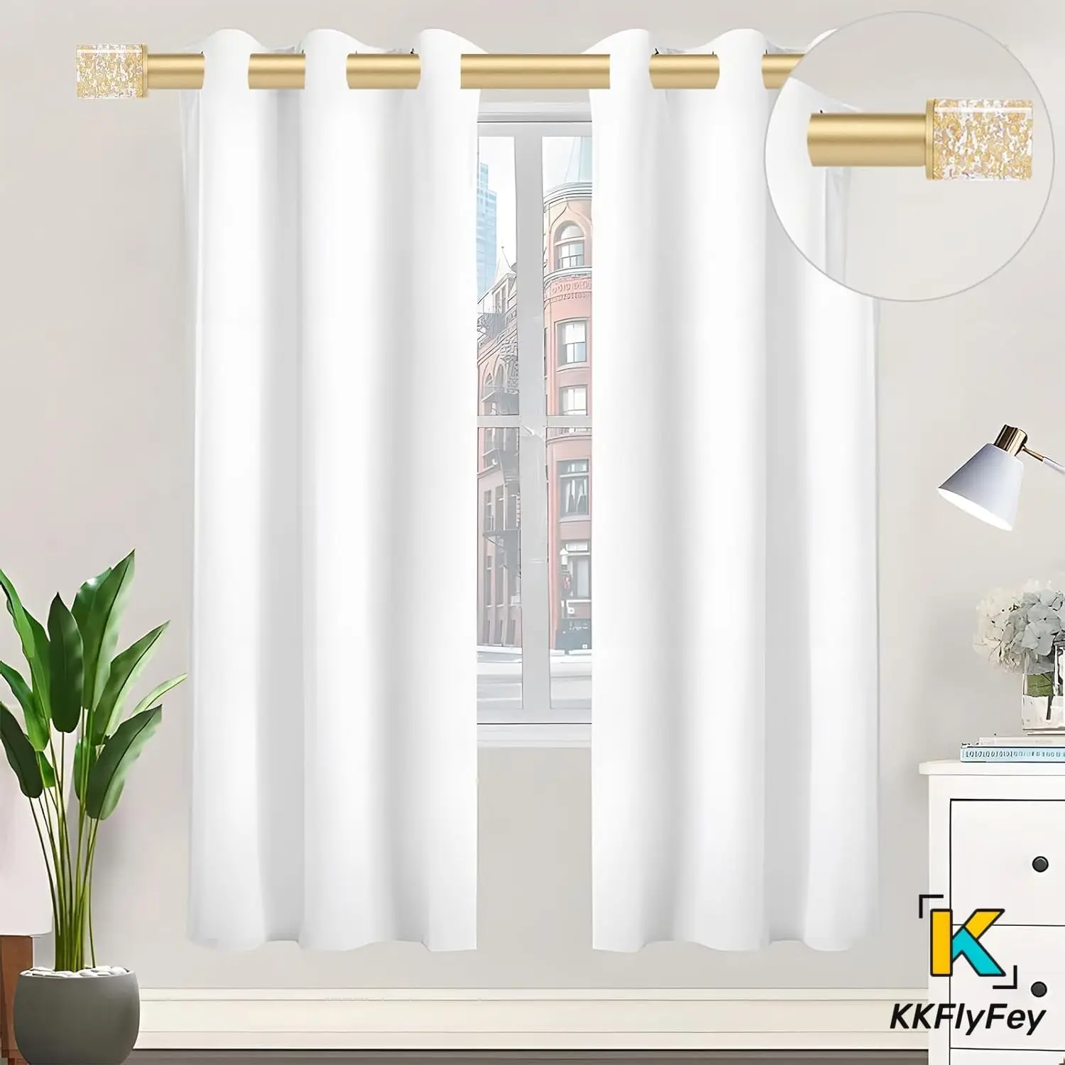 Gold Foil Extendable Curtain Tension Rods for Windows,1