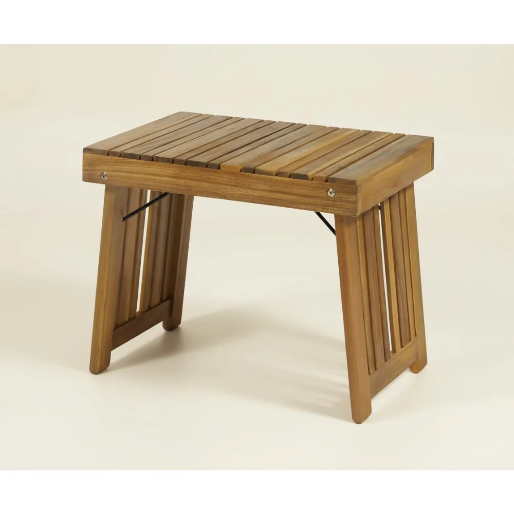 

Outdoor Folding Side Table Acacia Wood Teak Finish Compact Patio Garden Furniture