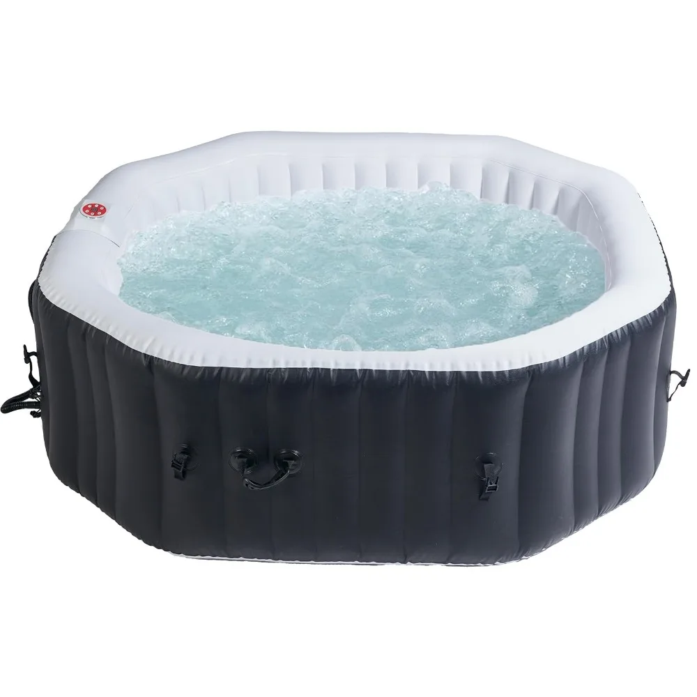 Portable Hot Tub 73X73X25 Inch Air Jet Spa 6 Person Inflatable Octagon Outdoor Heated Hot Tub Spa with 130 Bubble Jets