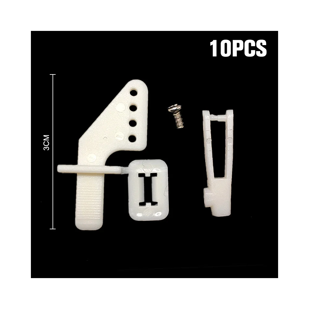 10Sets 21mm Set Rudder Servo Ailerons Elevators For RC Fixed Wing Airplane Medium Lock On Nylon Control Horn And Clevis