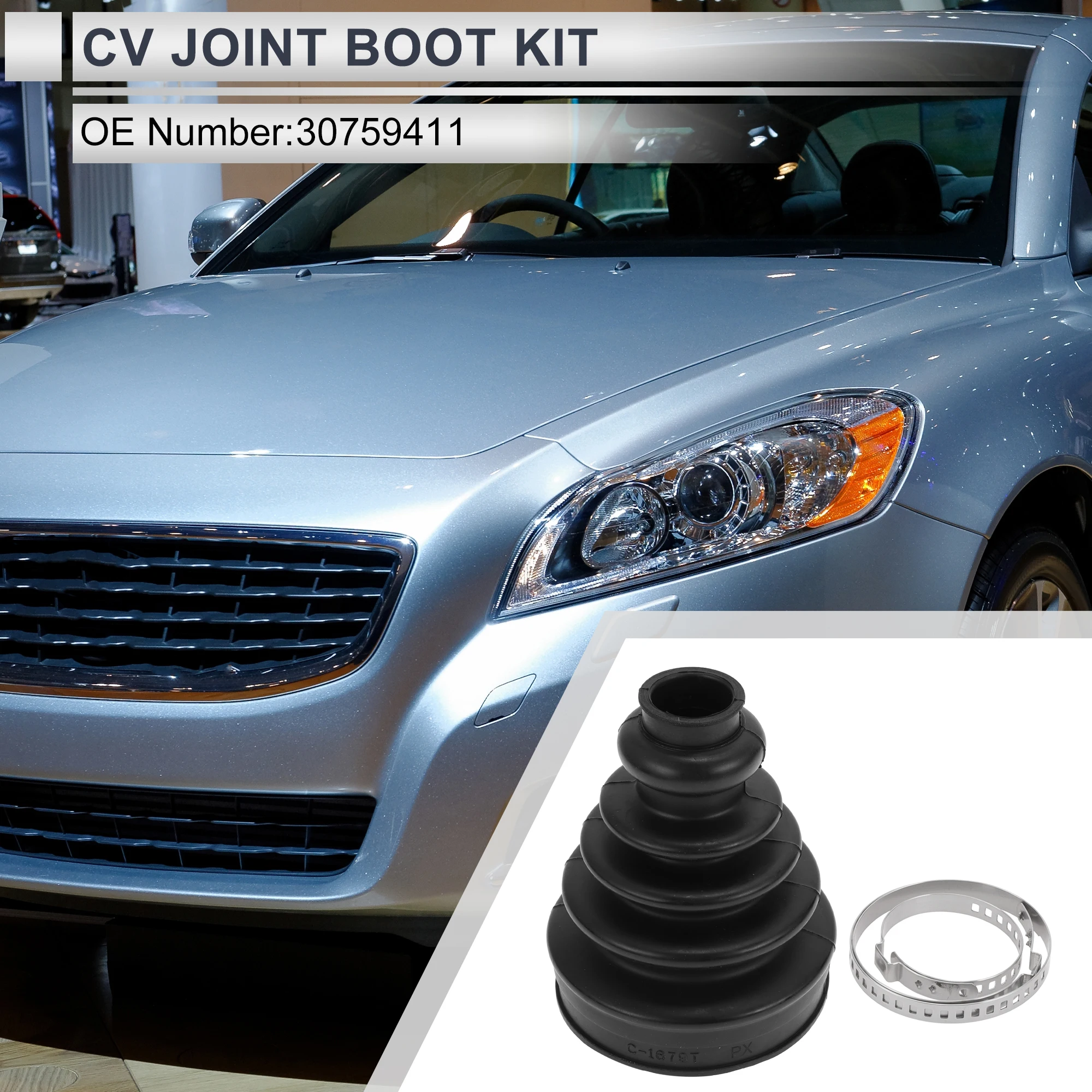 

X Autohaux No.30759411 Inner CV Joint Boot Kit with Clamps for Volvo S60 2011-2016 for Volvo S80 2007-2015 for Volvo XC70 2008