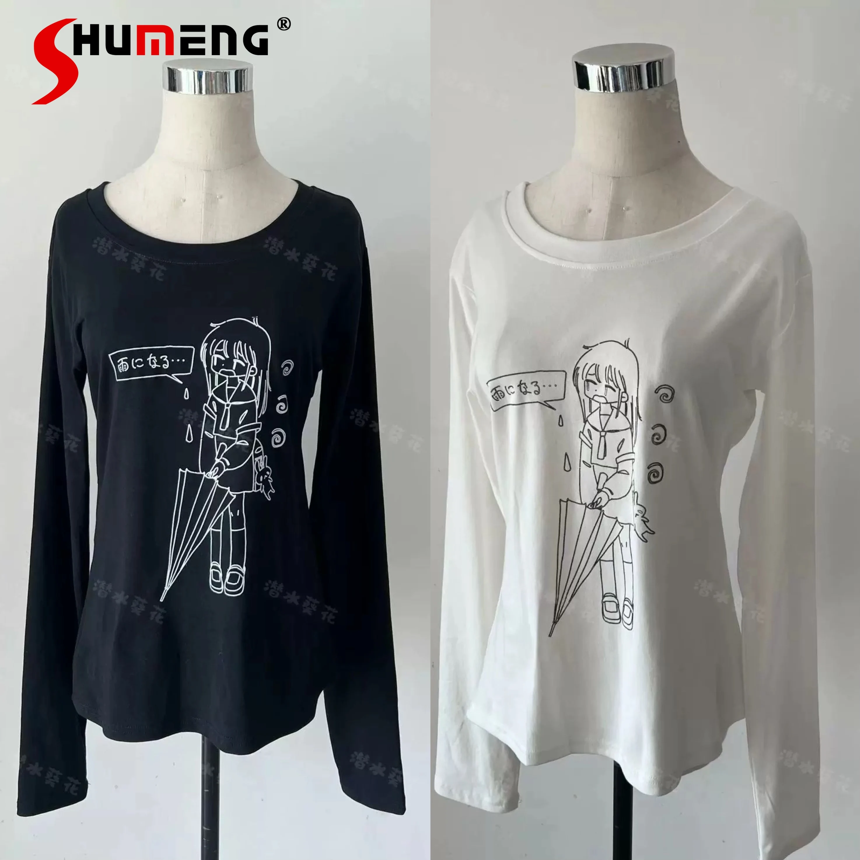 

Original Subculture Anime Print Kawaii Long Sleeve Top Student Y2K Japanese Style Cotton T-Shirt Girls Loose Slim Casual Tees