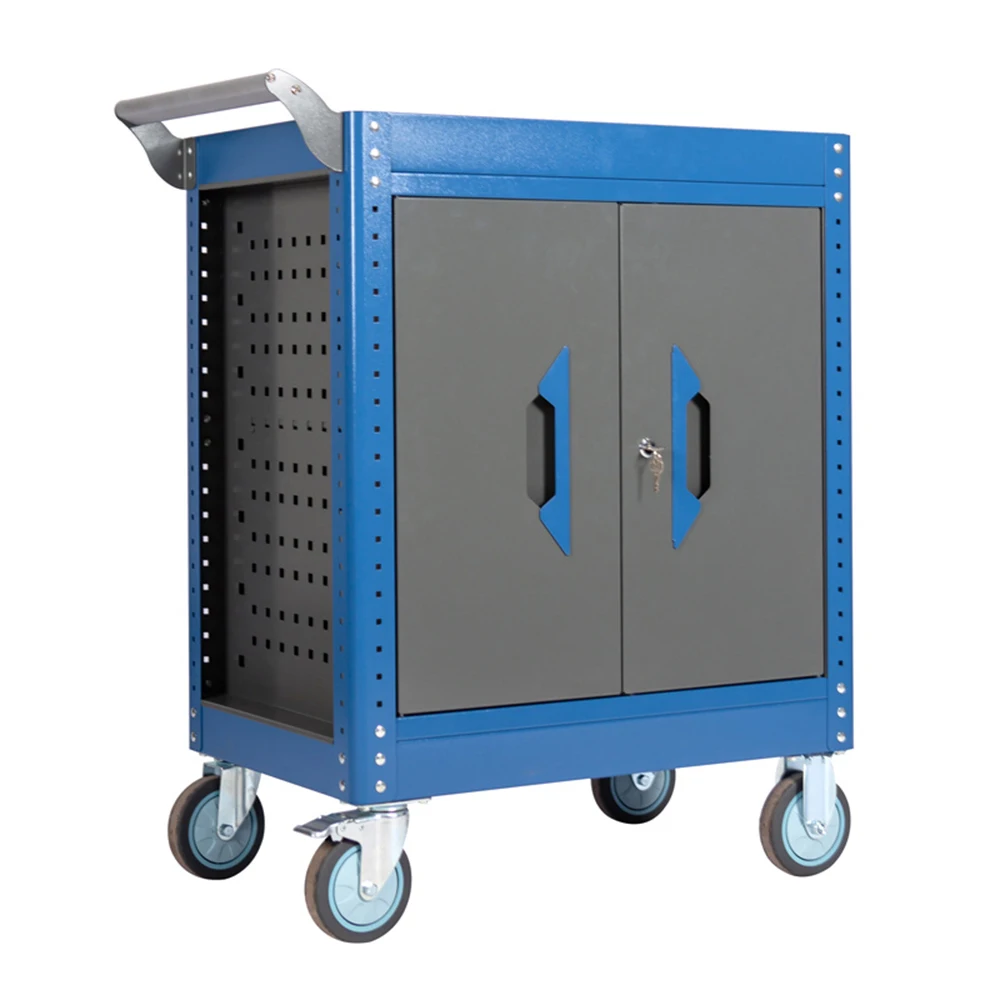 

Blue And Gray 2-Tier Industrial Grade Organizer Multifunction Workshop Trolley Iron Tool Cabinet
