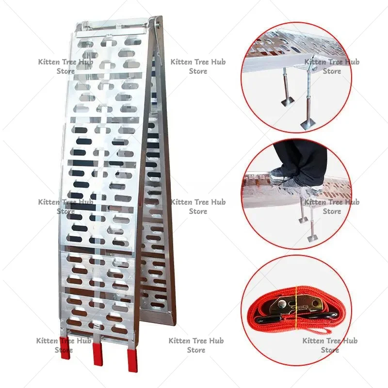 Aluminum Multi-hole Motorcycle Ramp Folding Loading Ramp With reinforced brackets For Trailers Pickup Truck Car TailgateATVRamps