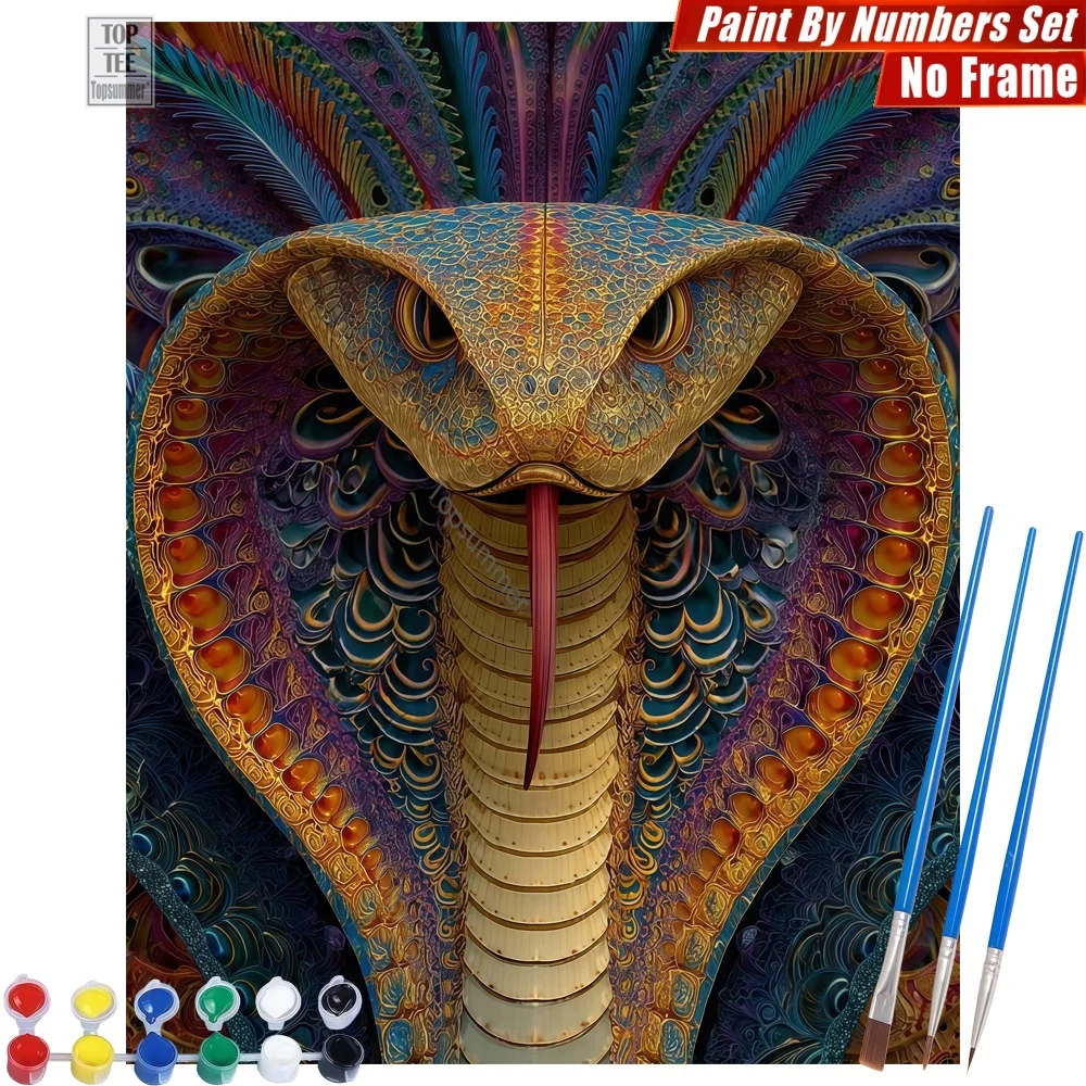 

Набор для цифровой живописи маслом: изысканная декоративная картина со змеей - сложный красочный рисунок змеи, декор для дома и спальни, подарок на Новый год для бабушки