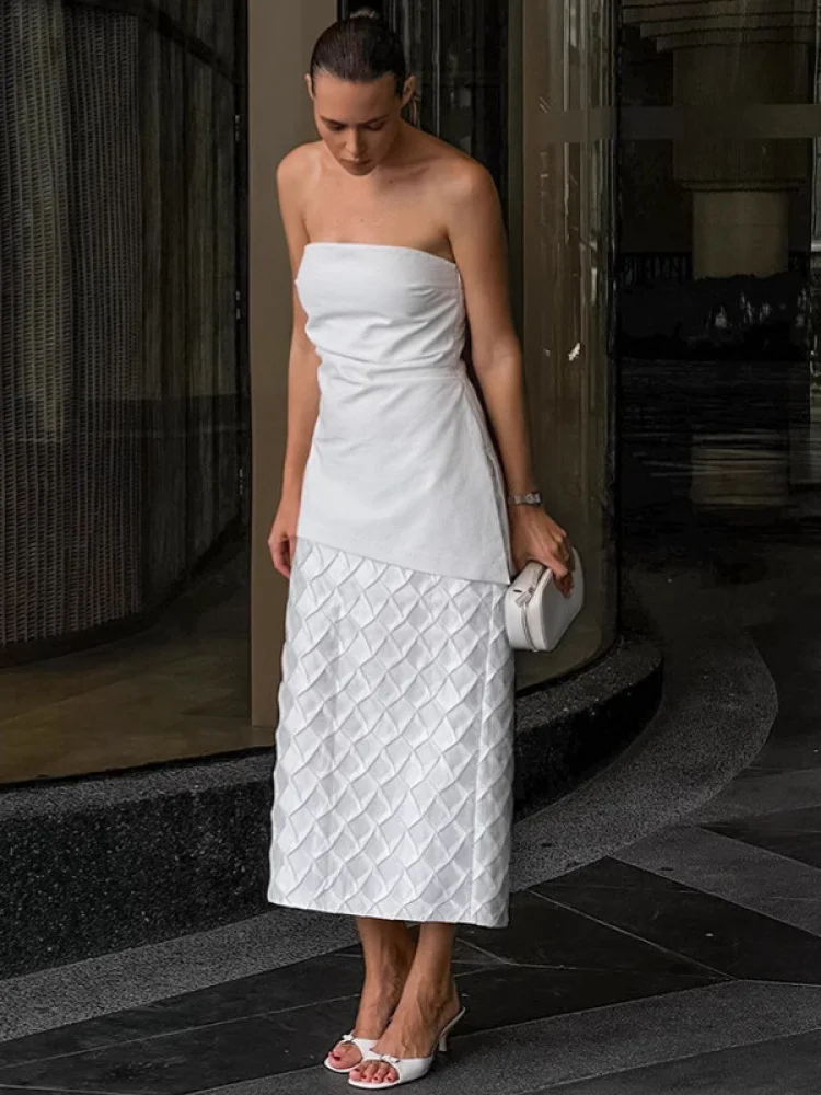 

Spring 2025 New Cotton Lin Sexy Waist Cinched Slim Fit Tube Top Vest Faionable Cross-Border Women's Top Embroidered Ultra-Thin