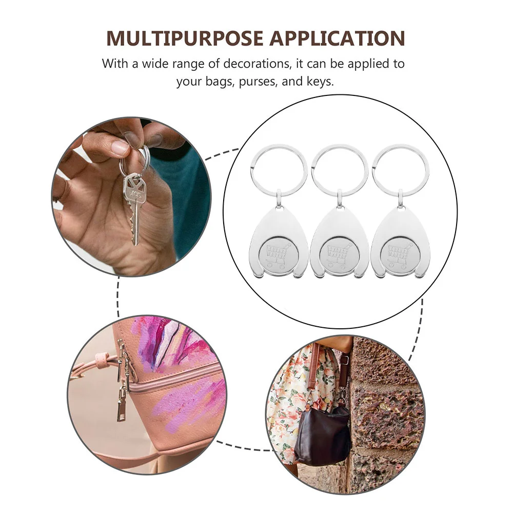 뚜껑 키체인 장식 휴대용 반지 실버 금속 쇼핑의 카트 키 토큰