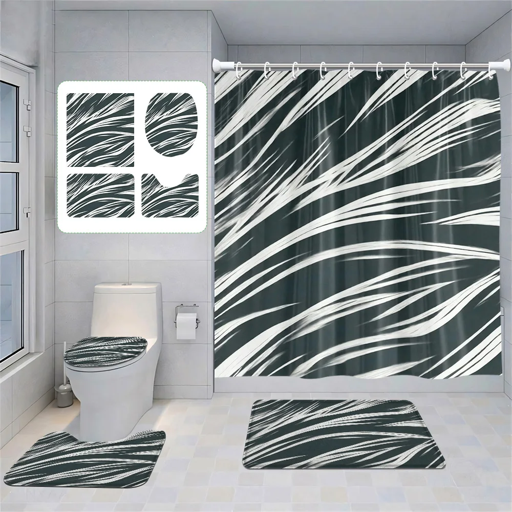 

Скандинавский минималистичный абстрактный геометрический костюм для ванной комнаты Morandi, занавеска для душа, напольный коврик, коврик для унитаза, четырехсекционное украшение для дома