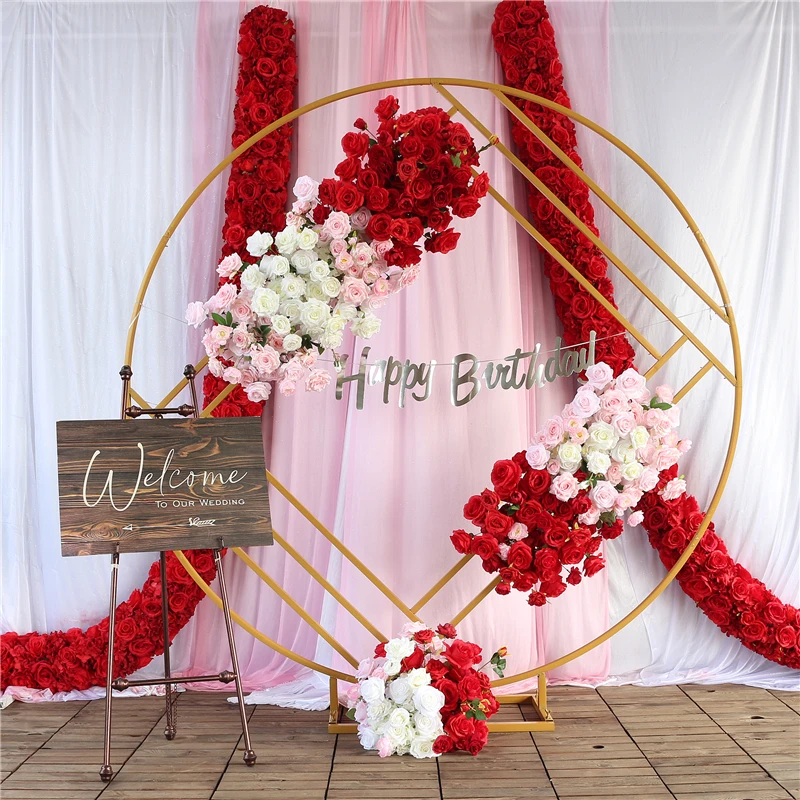 

Wedding Party Decoration Pink Red White Rose Artificial Flowers Arrangement for Arch Background Home Flores Christmas Decor