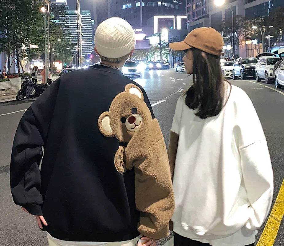 Women Casual SweatshirtsHarajuku Sweatshirts Designed Bear Pattern Streetwear Clothes Men Fashion Clothing Long Sleeve Shirts