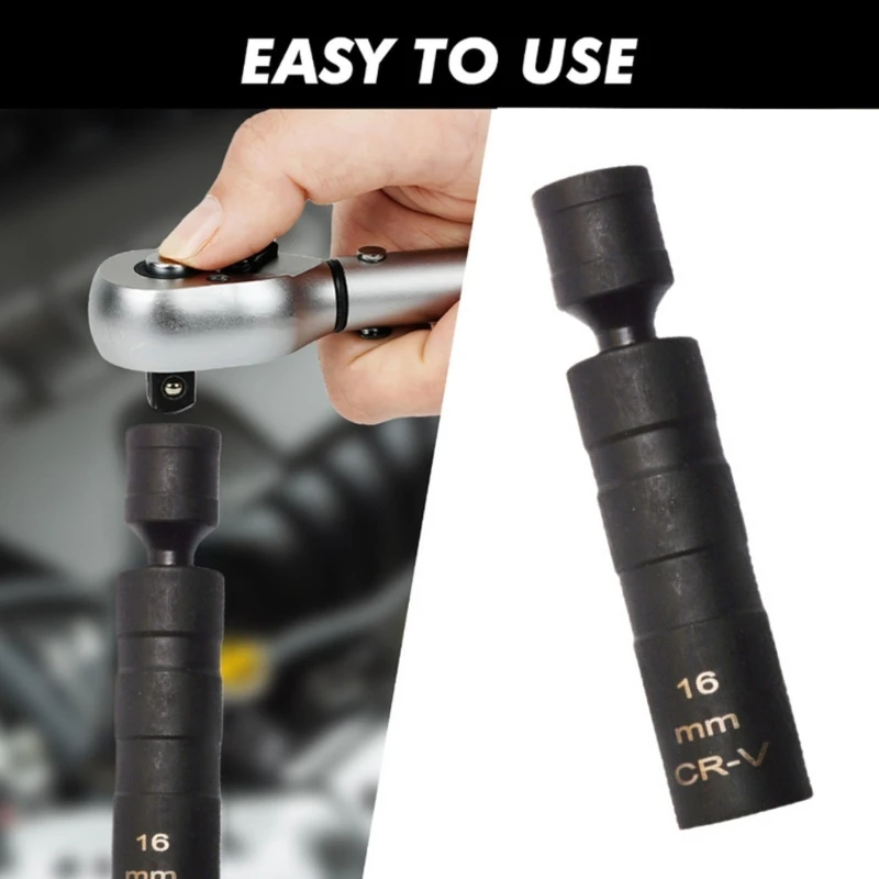 

360 Degree Swivels Plugs Socket 14/16mm Retention Thin Wall Design Rusts Resistant Automotive Repair Tool M4YD