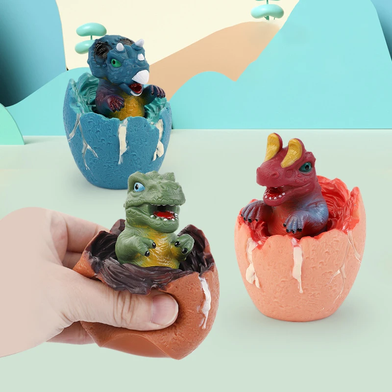 1Pcs Fun Cartoon Dinosaur Eggs Soft Stress Relief Toys Cute Sounding Hand Pinch Dinosaur Toys Ornaments Children Toy Small Gifts