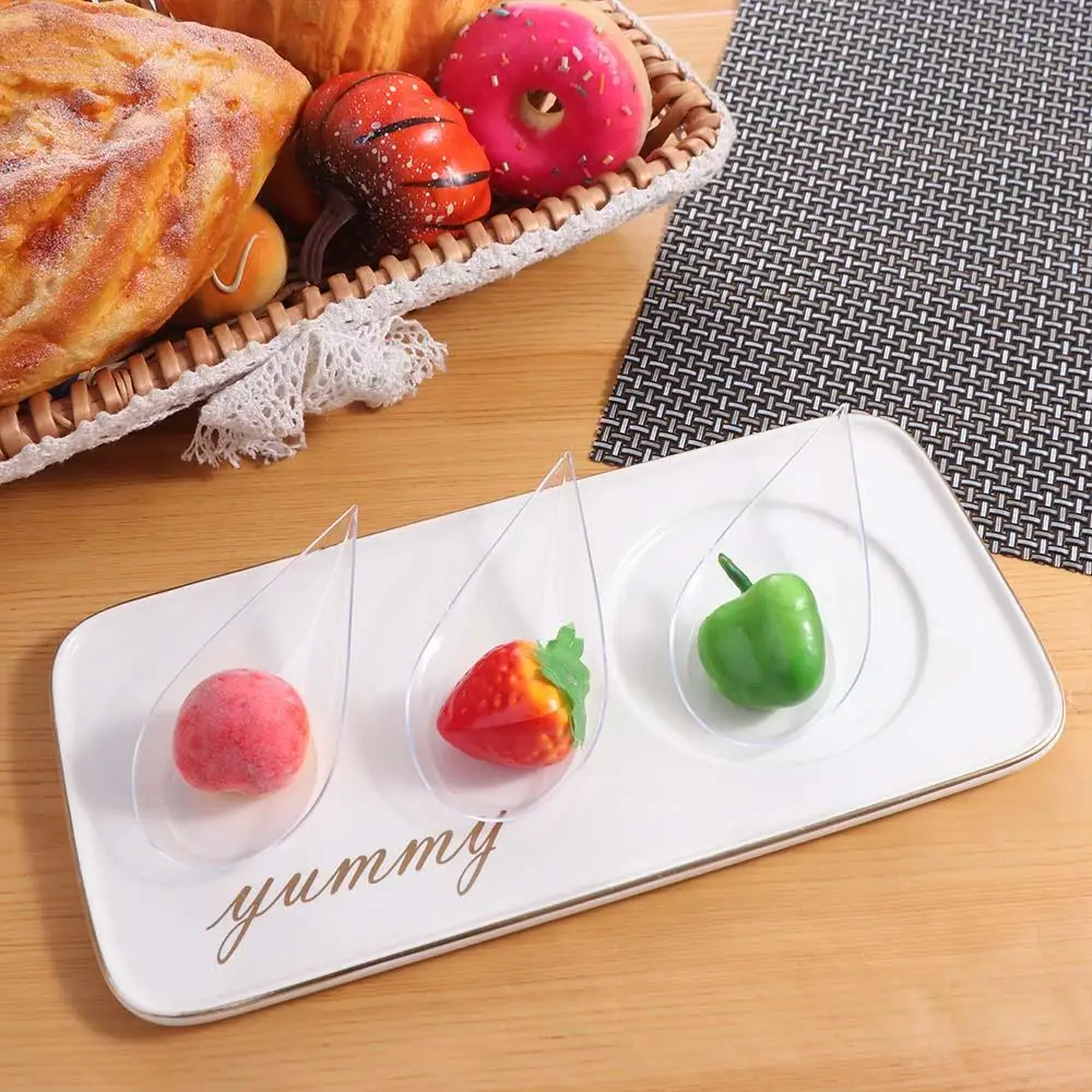 

10Pcs Dessert Spoon Unbreakable Drop Appetizer Plates Plastic Reusable Dessert Cups Sauce Dish Tasting Cup Caviary