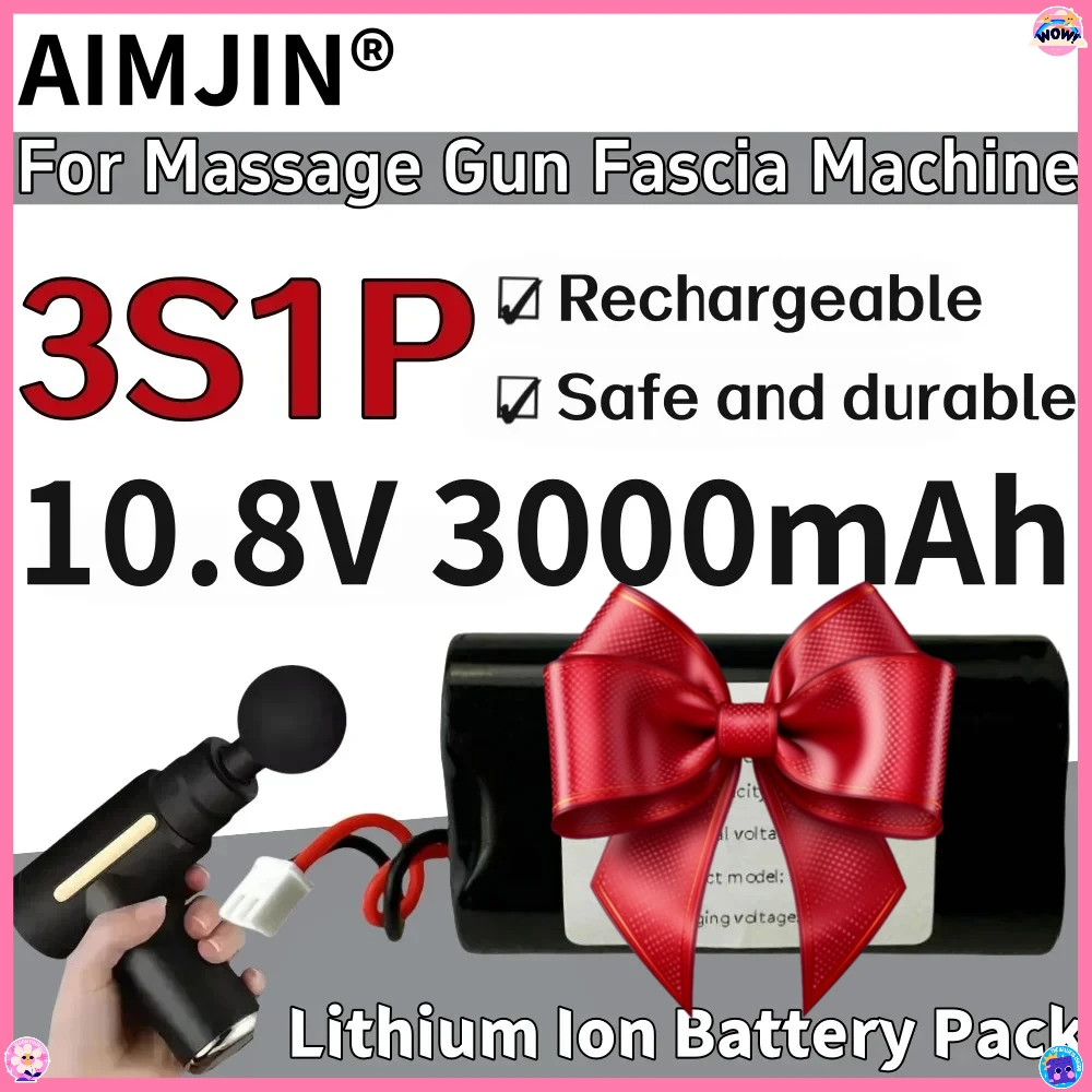 

AIMJIN 18650 3S1P литий-ионный аккумулятор 10,8 В 3000 мАч для массажного пистолета, фасциальный аппарат, аккумулятор