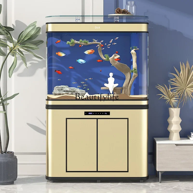 FG26Light luxury living room household medium and large ornamental fish tank ecological bottom filter aquarium