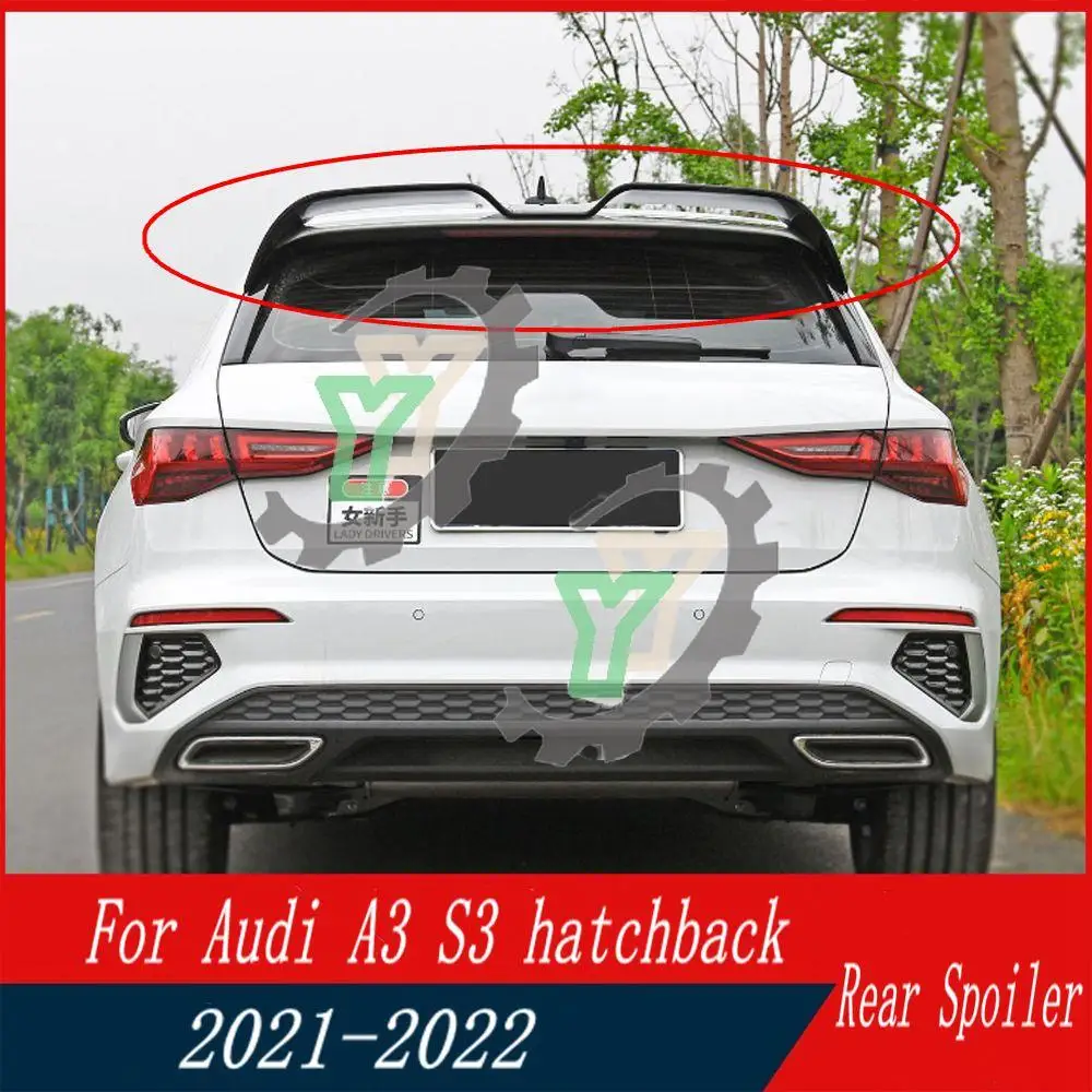 

High Quality ABS Plastic Rear Roof Spoiler Trunk Wing Lip Boot Cover For Audi A3 S3 hatchback 2021 2022 Car Accessories