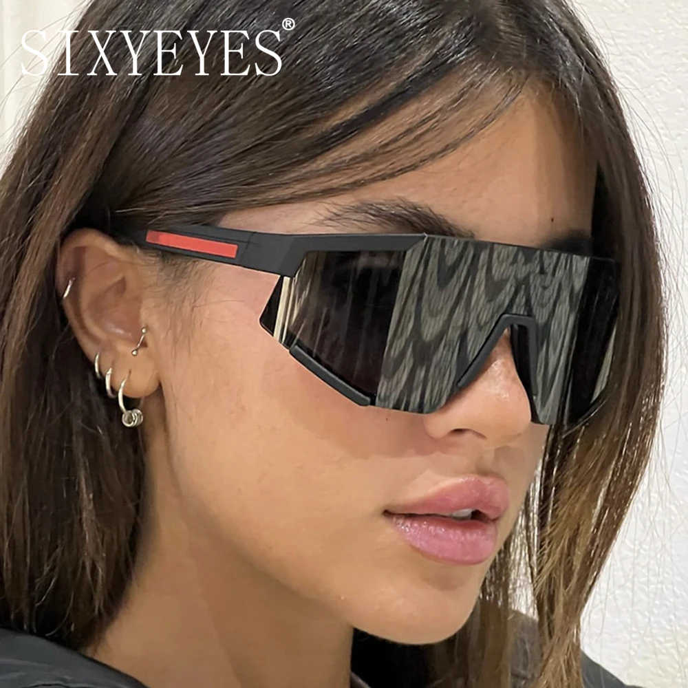 

2024 New Oversized One Piece Sunglasses Women Outdoor Cycling Windproof Shield Sunglass Men Sports Half Frame Semi-Rimless Shade