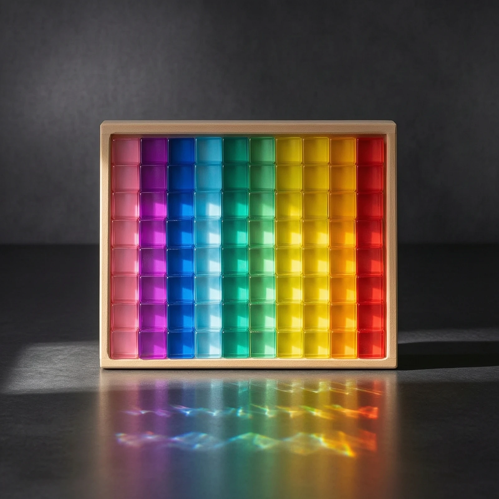 Acrylic Block Toy Board Geometric Wooden Board with Acrylic Blocks Block Set with Wooden Pieces Stackable Sensory Blocks