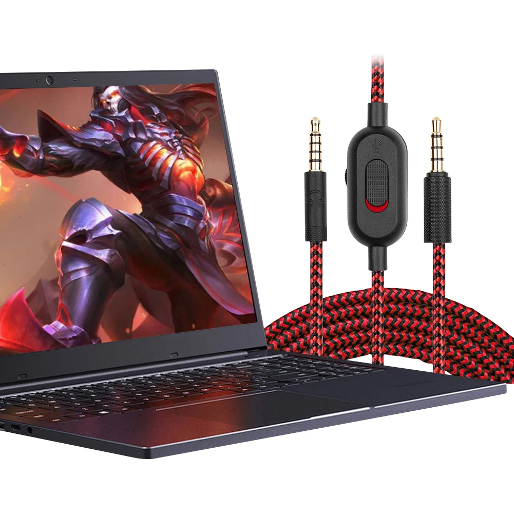 2m Aux Cord with Mute & Volume Control Headphone Audio Cable Audio Cord Line for Logitech GPRO/GPRO X/G233/G433 Gaming Headset