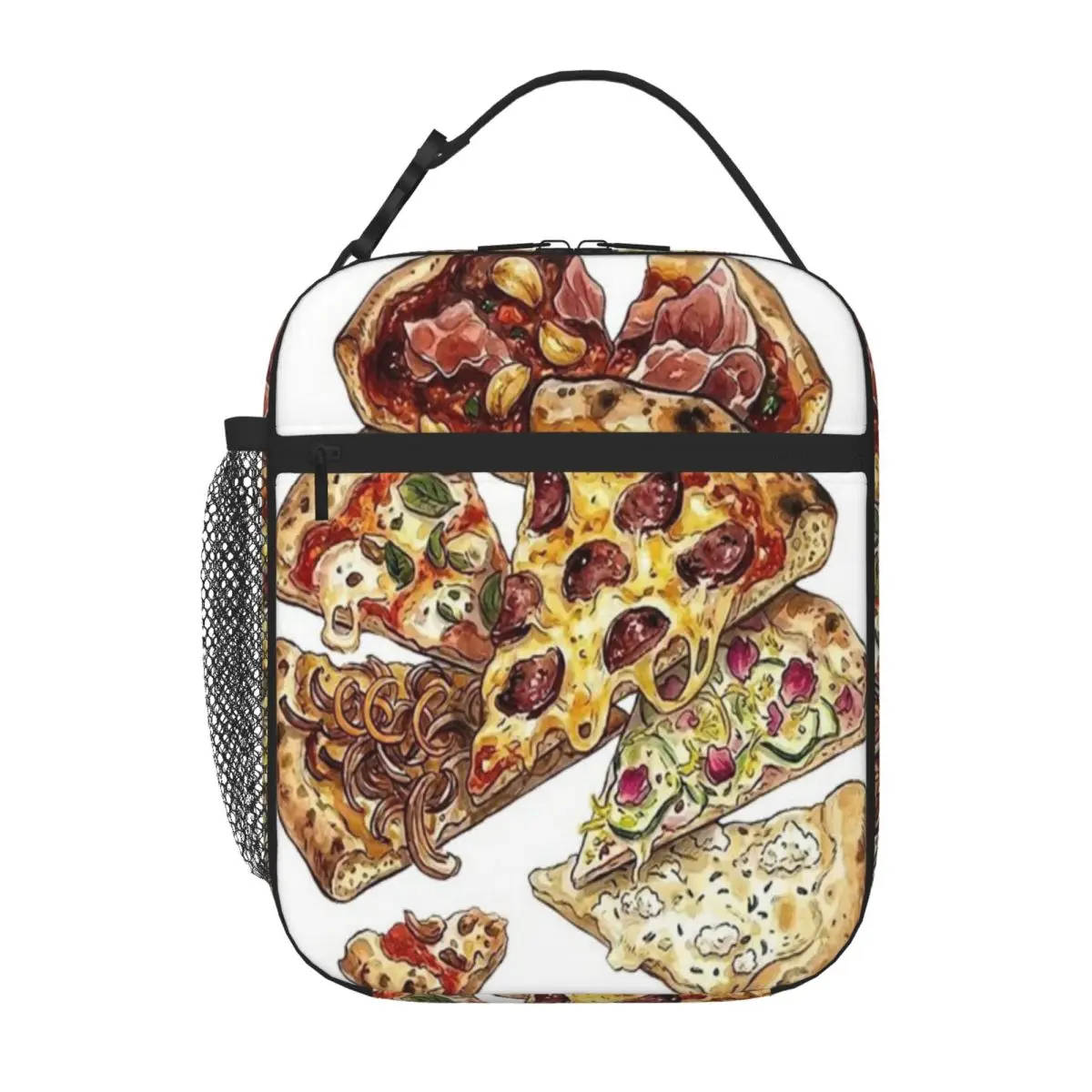 Hot Sale Pizzas Watercolor Carry Lunch Bag School Field Trip Sports Lunch Bag