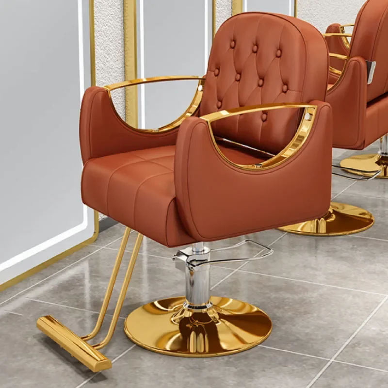 

Swivel Gold Barber Chair Luxury Makeup Beauty Barbershop Professional Salon Chair Hairdressing Cadeira Ergonomica Furnitures