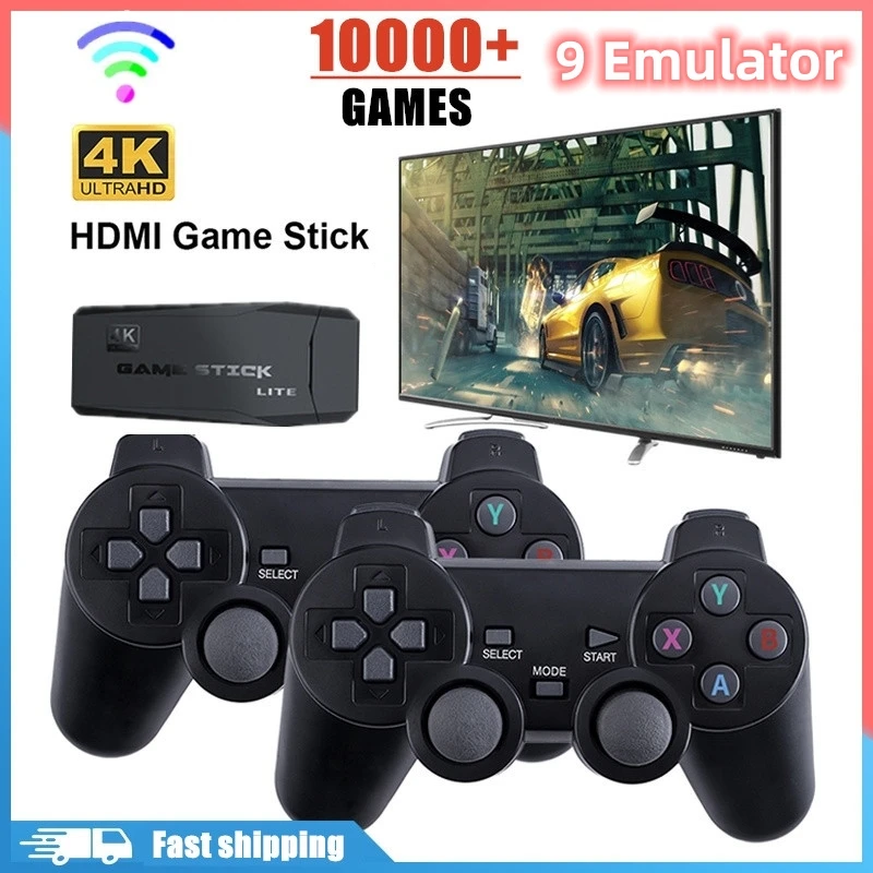 Video Game Sticks Console 2.4G Double Wireless Controller 4K 10000 games 64GB Retro Games Player For PS1 GBA Christmas Gifts