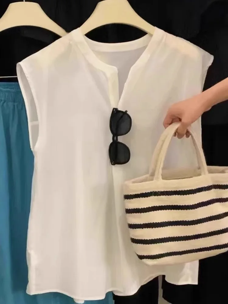 

Ele Chiffon irt Casual Loose Overhead Women's Faion Summer Age-Defng Slimming Top Korean Sle Commute Wind