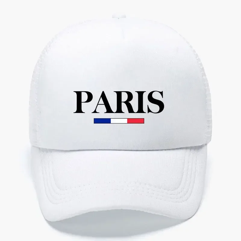 France Summer Paris Printed Foam Trucker Cap Girl Boy Simmer Sun Beach Snapback Cap Adult Daily Mesh Adjustable Visor Caps