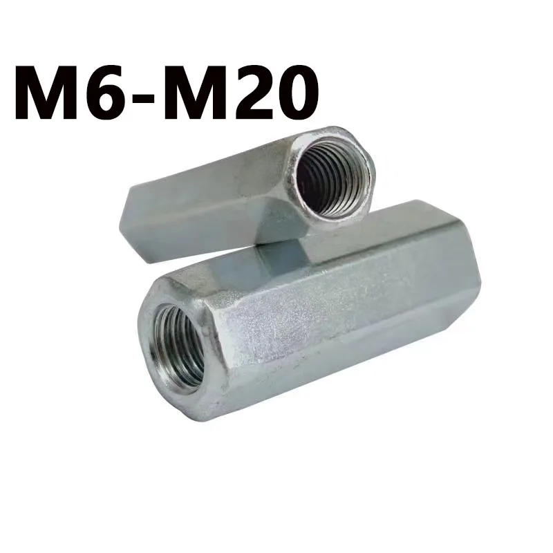 Galvanized Extended Hexagon Nut / Screw Rod Connection Screw Cap / Round Joint Nut M6M8M10M12M14M16M18M20