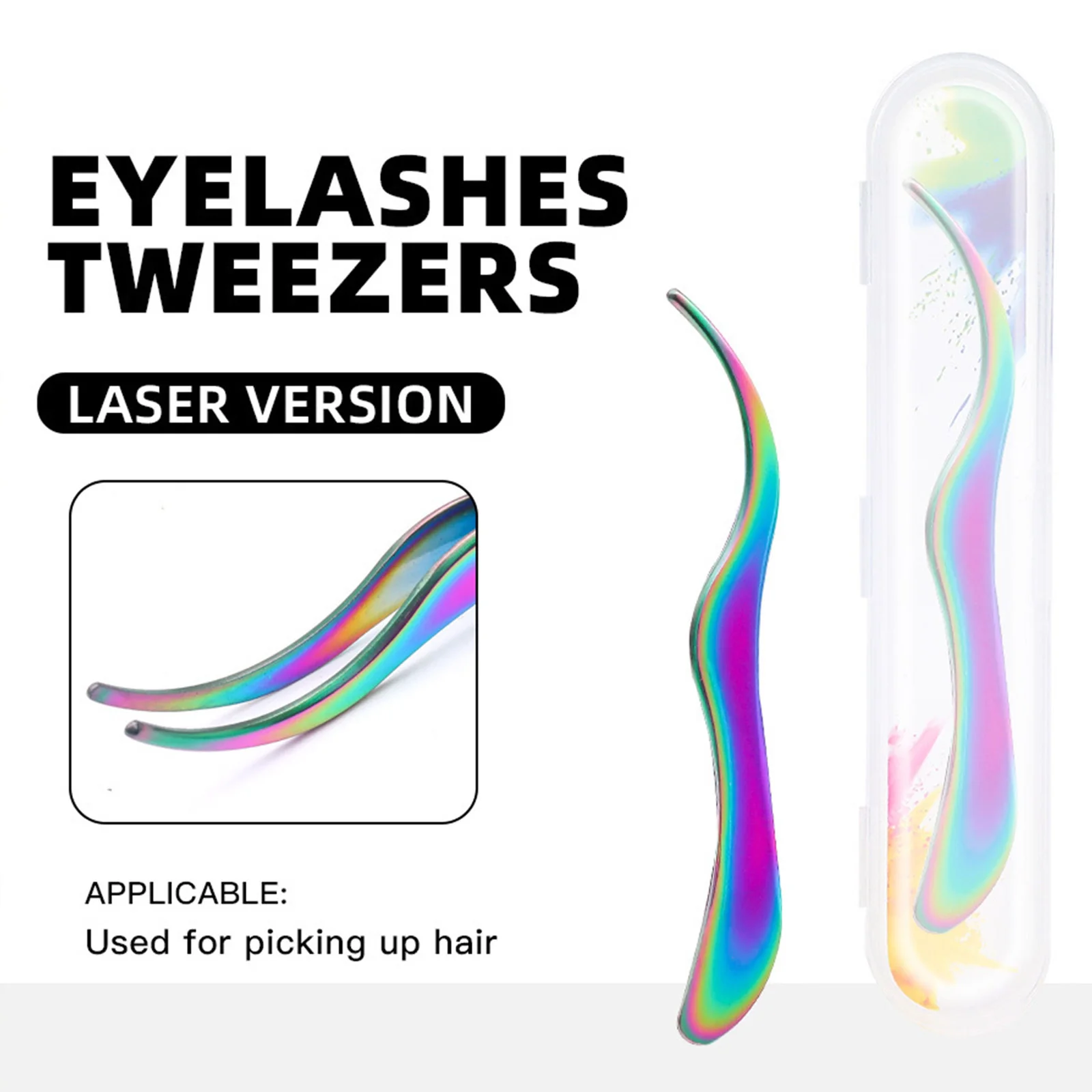 DIY ملاقط رمش الفولاذ المقاوم للصدأ طرف مستدير منحني الرموش الصناعية تطبيق تمديد أدوات صالون ماكياج المهنية #4