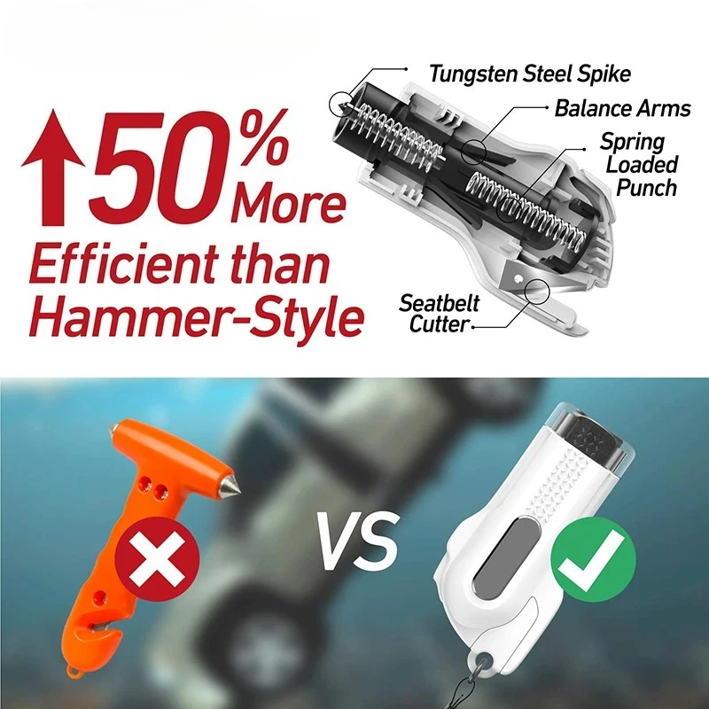 ترقية مطرقة السلامة لسيارة مفتاح سلسلة سكين إنقاذ الحياة مقعد قاطع أحزمة كسر زجاج النافذة الجانبية 2025 تصميم جديد