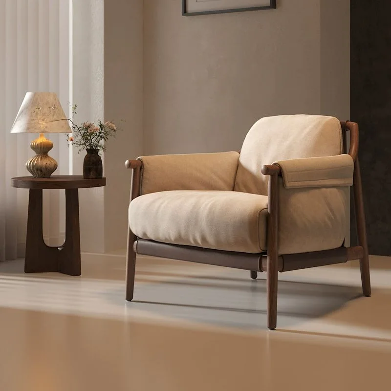 

Одиночный диван-стул, стул с высокой спинкой, домашняя гостиная, балкон, диван для отдыха, дизайнерский диван из массива дерева для отдыха