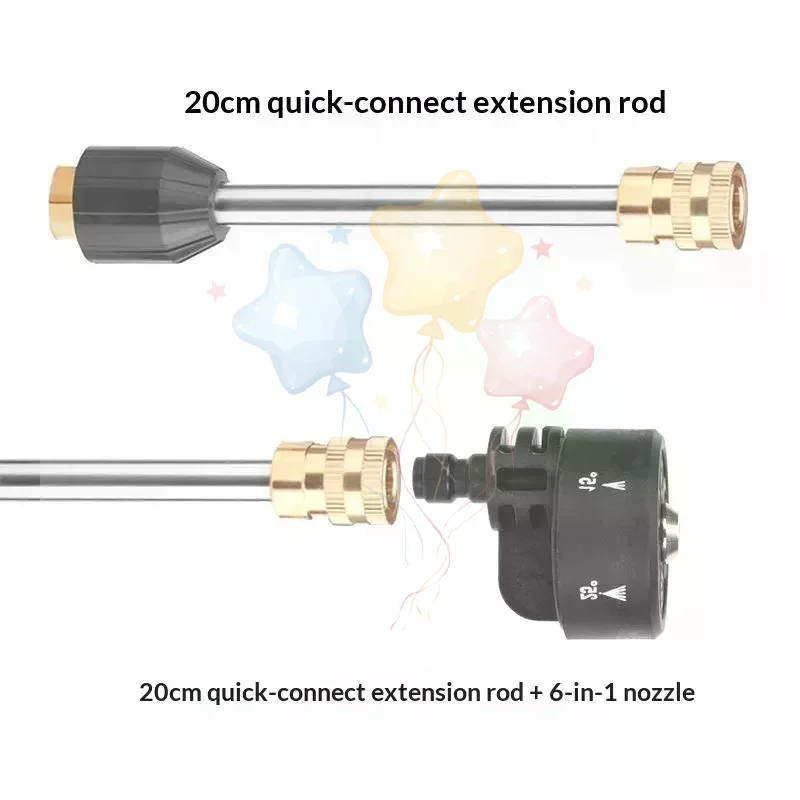 6in1 High Pressure Washer Nozzle 1/4Inch Multifunctional Change-Over Nozzle Quick Connect Efficient Washer Nozzle