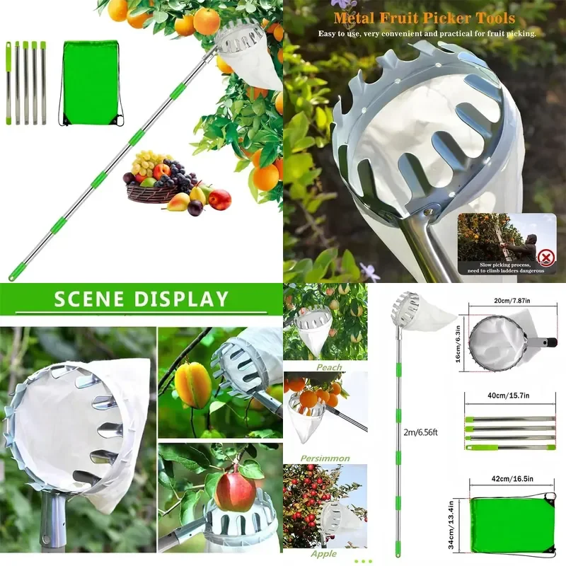 

Fruit Picker With Telescopic Pole Metal Fruit Picker Orchard Gardening ApplePeach Picking Tools Garden Fruit Catcher