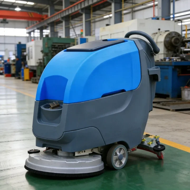 New Electric Walk-Behind Hand Push 24V Floor Sweeper Scrubber with Strong Suction and Wash Brush for Commercial Spaces