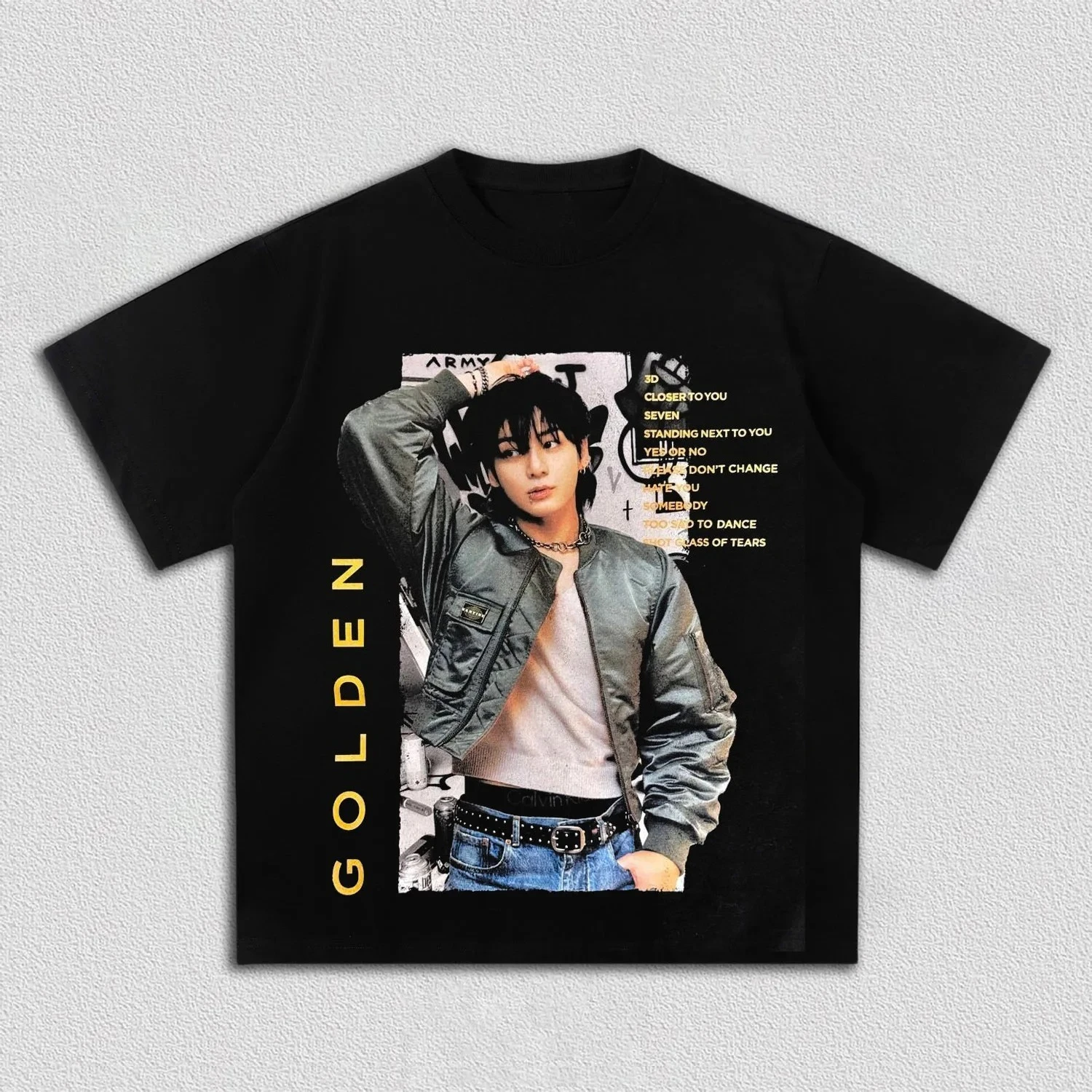 T-shirt graphique Jk Jungkook GOLDEN, Nouveauté été 2026, T-shirt unisexe en coton Kpop Arirang Tour, Chemise de mode homme/femme, Cadeau pour fans