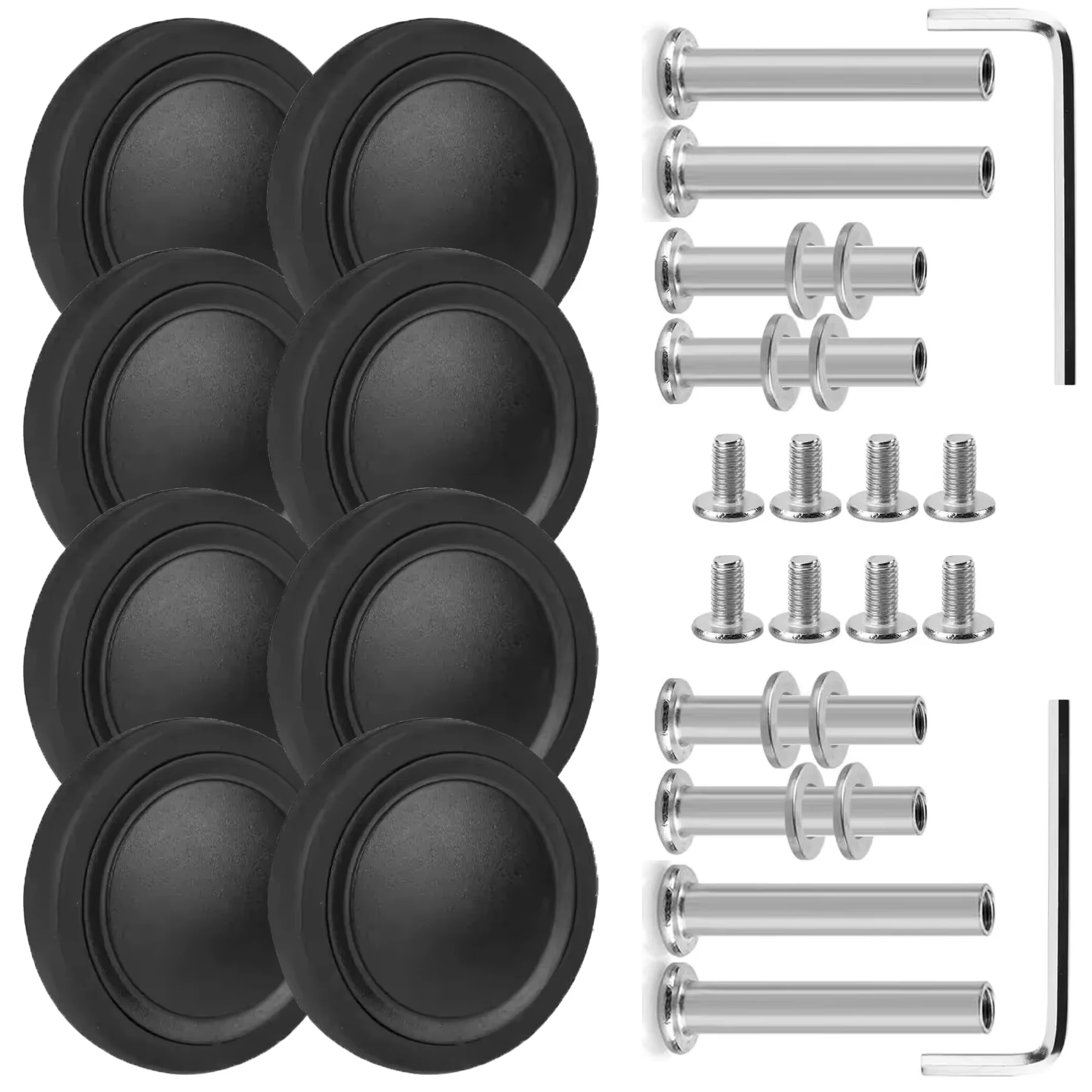 8Pcs Luggage Wheel Replacement Black Suitcase Wheels with Screw 60mm Wear-Resistant Trolley Travel Case Casters Repairing Parts