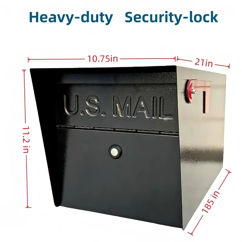 Heavy Duty Metal Mailbox With Lock And Mounting Post Secure Outdoor Letter Box For Home Garden Wall Mounted Storage Solution