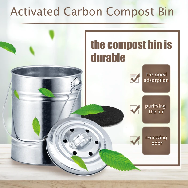 Compost Bin Breathable Washable Stainless Steel Trash Storage Can Garbage Bucket Deodorant Anti-odor For Kitchen Countertop