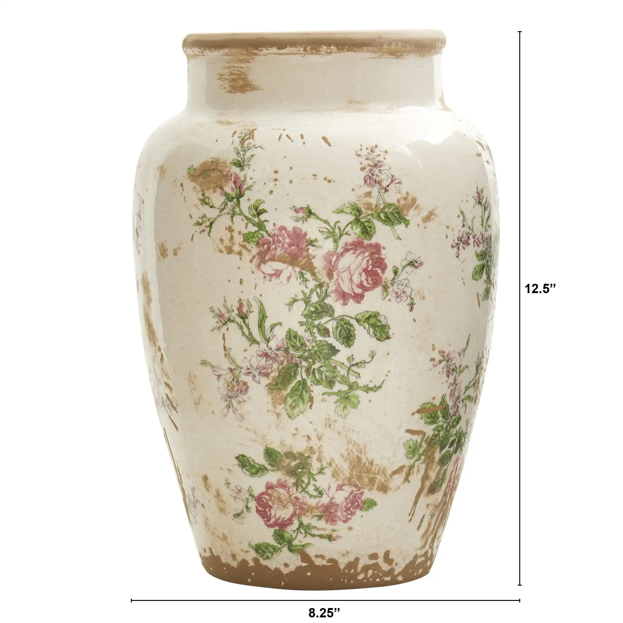 

12.5in Tuscan Ceramic Floral Print Vase