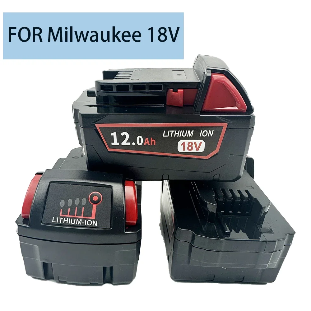 18V M18 For Milwaukee  Power Tool Battery, Charger, BR, XC, 18V, 12000mAh M18B5, 48-11-1860, Built-in 18650 Battery