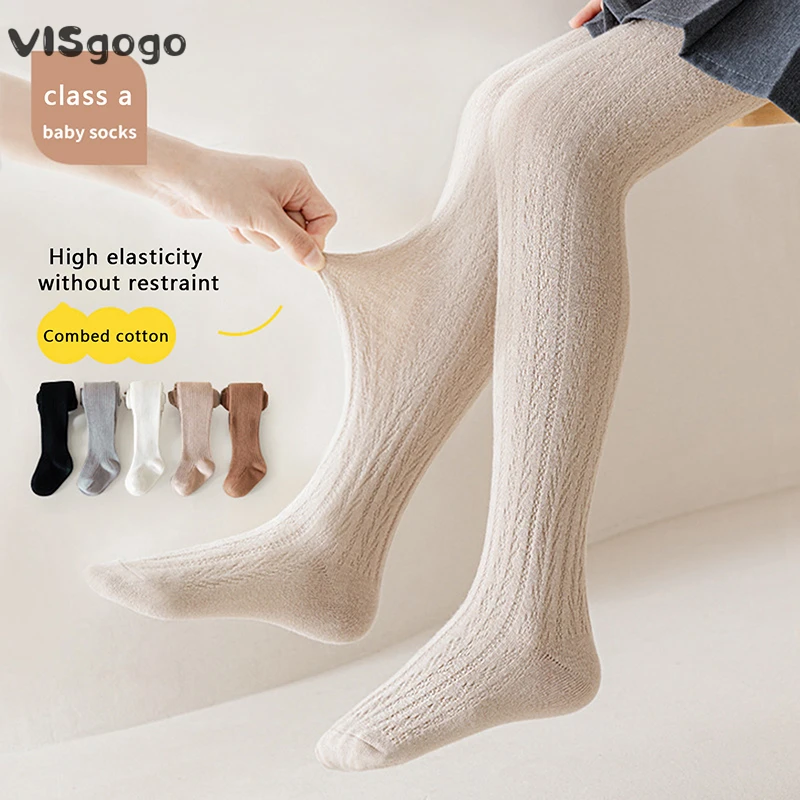 

VISgogo Kids Girls Legging Stockings Cute Solid Color Stretch Tights Baby Fall Winter Pantyhose for Toddler Infant 0-8Years