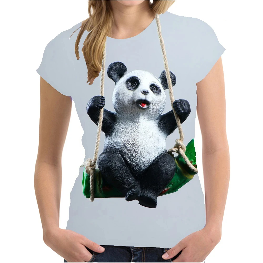 Summer Fashion Cute Panda 3D Print T-shirts Women Streetwear Casual Harajuku Y2k Short Sleeve T Shirt O-neck Tees Tops Clothing