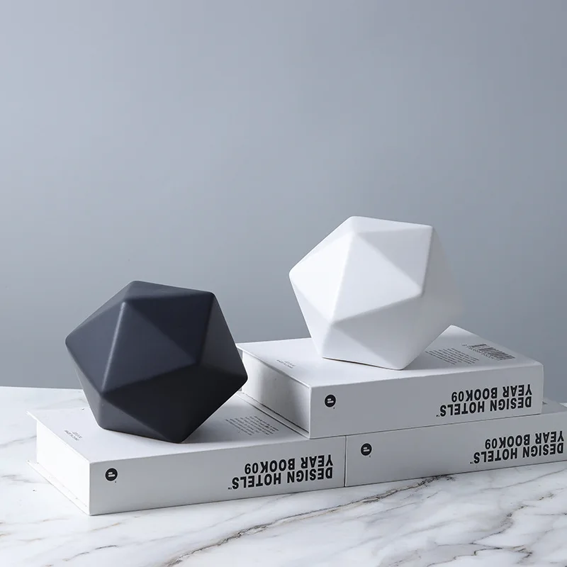 Solid color polyhedral geometric ceramic crafts,Nordic light luxury home furnishingsdesktop aesthetic decoration, birthday gifts