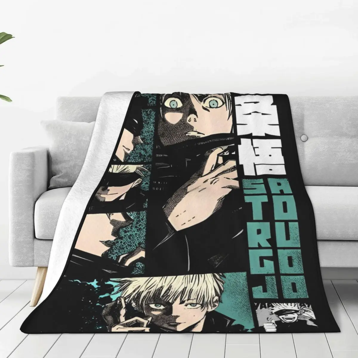 Jujutsu Strongest Kaisen Blankets Comic Anime Flannel Funny Soft Throw Blanket for Chair Covering Sofa Spring Autumn