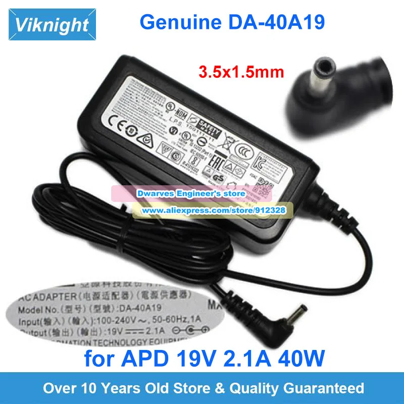 

Genuine DA-40A19 DA-40B19 DA-40C19 AC Adapter 19V 2.1A 40W for Apd C710 D260 Acer ES1-111M ASPIRE E1-572 MONZA T100 UL20A DHU100