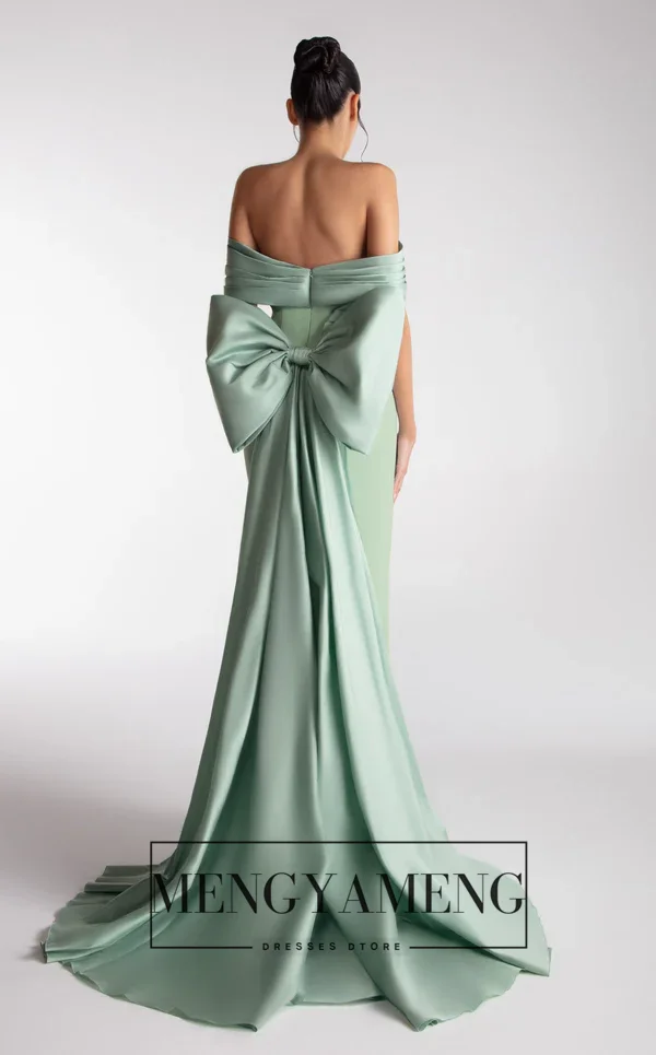 Zhuishu fora do ombro luz verde feminino vestidos de noite arco reto volta formal evento vestido personalizado elegante vestido de banquete