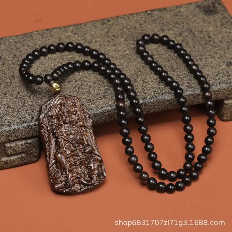 New agarwood pendant eight and twelve zodiac signs, featuring the guardian Bodhisattva Samantabhadra, made of anci