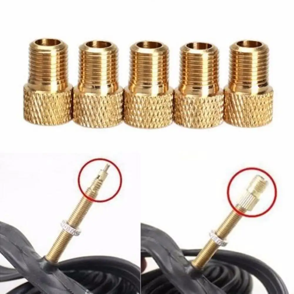 5 Pcs 15*9mm Copper Valve Adapters Presta To Schrader Valve Adaptor Bike Bicycle Pump Tire Inflator Connector Cycling Supplies